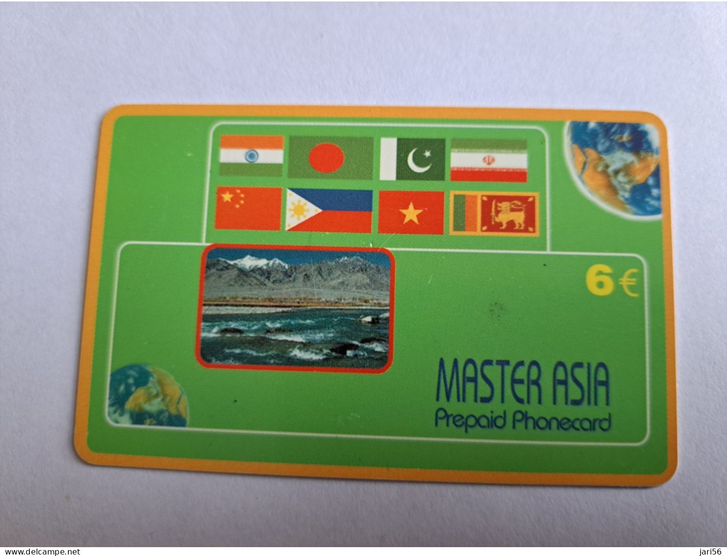 NETHERLANDS  PREPAID / € 6,- MASTER ASIA / FLAGS /MOUNTAIN/SEA/GLOBE     MINT CARD   ** 12936** - [3] Handy-, Prepaid- U. Aufladkarten