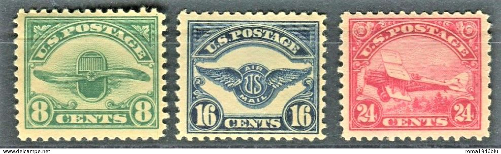 STATI UNITI U.S.A. 1923 POSTA AEREA SOGGETTI VARI SERIE CPL. 3 V. ** MNH F.TO RAYBAUDI - Autres - Amérique