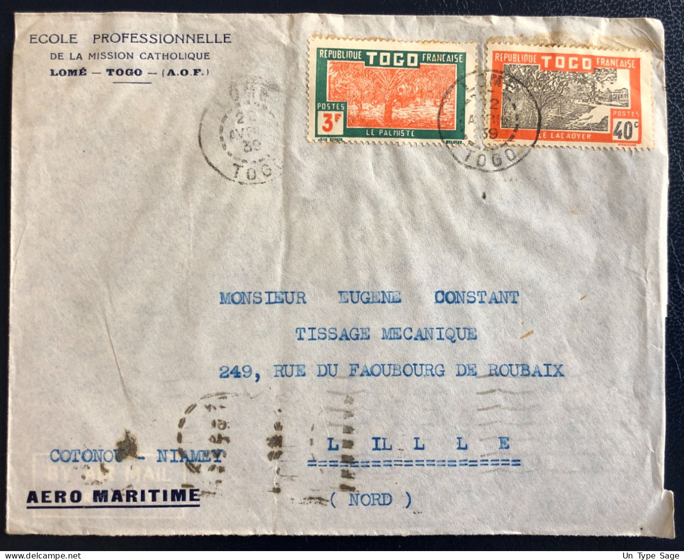 TOGO, Divers Sur Enveloppe TAD LOME 22.4.1939, Pour La France - (B4690) - Covers & Documents