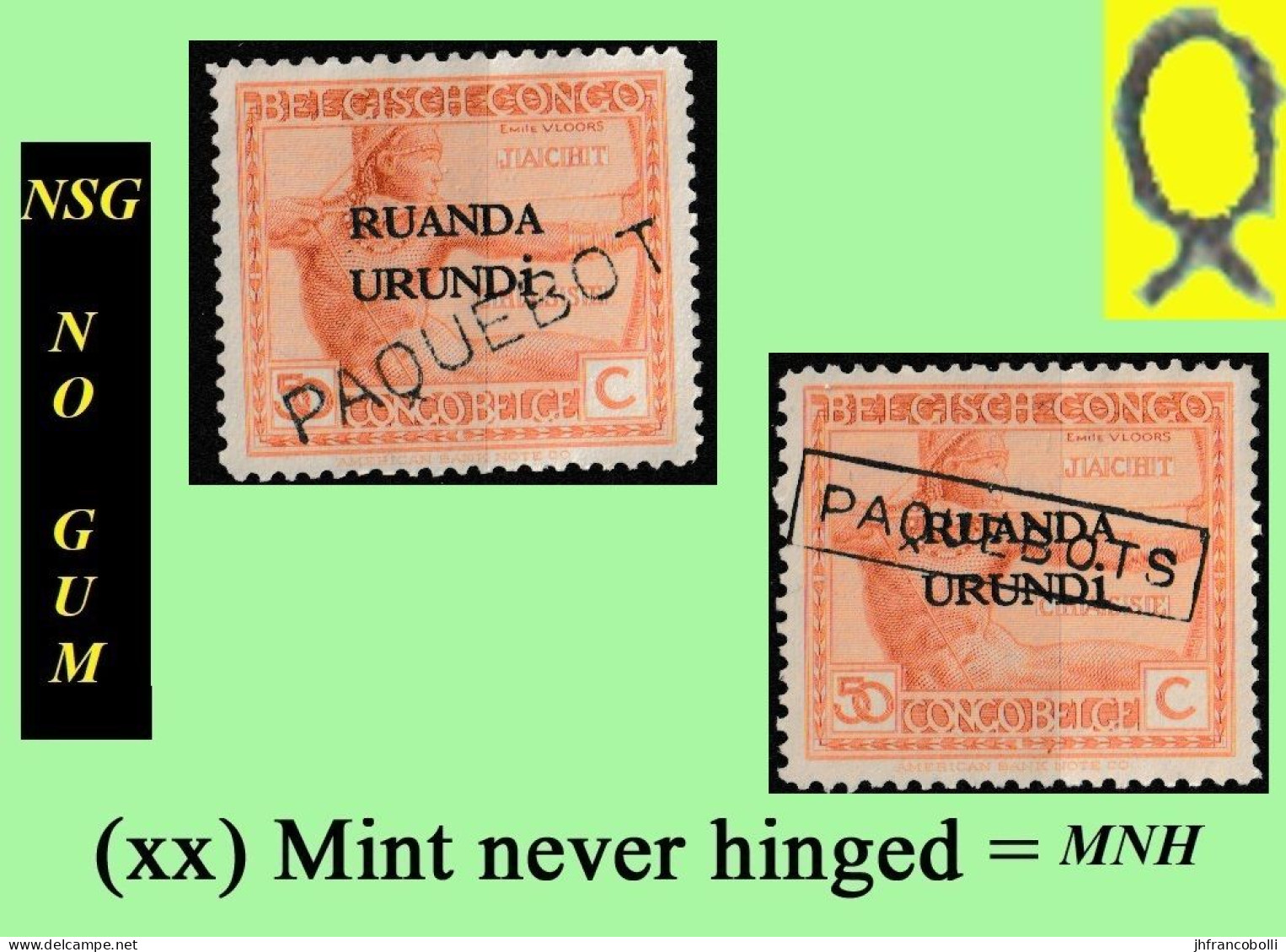 1925 ** RUANDA-URUNDI RU/MNH RU 067 PAQUEBOT ( SINGULAR+PLURAL) VLOORS 2 [B] ( X 2 Stamps ) NO GUM + ONLY 1 WITH A FRAME - Neufs