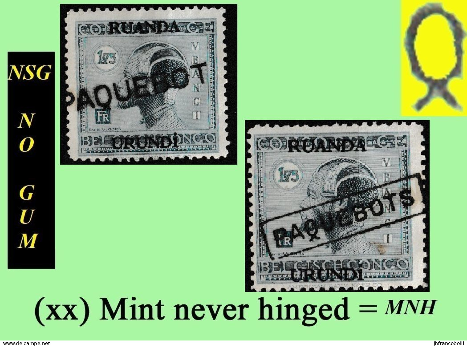 1925 ** RUANDA-URUNDI RU/MNH RU 075 PAQUEBOT ( SINGULAR+PLURAL) VLOORS 2 [B] ( X 2 Stamps ) NO GUM + ONLY 1 WITH A FRAME - Ongebruikt