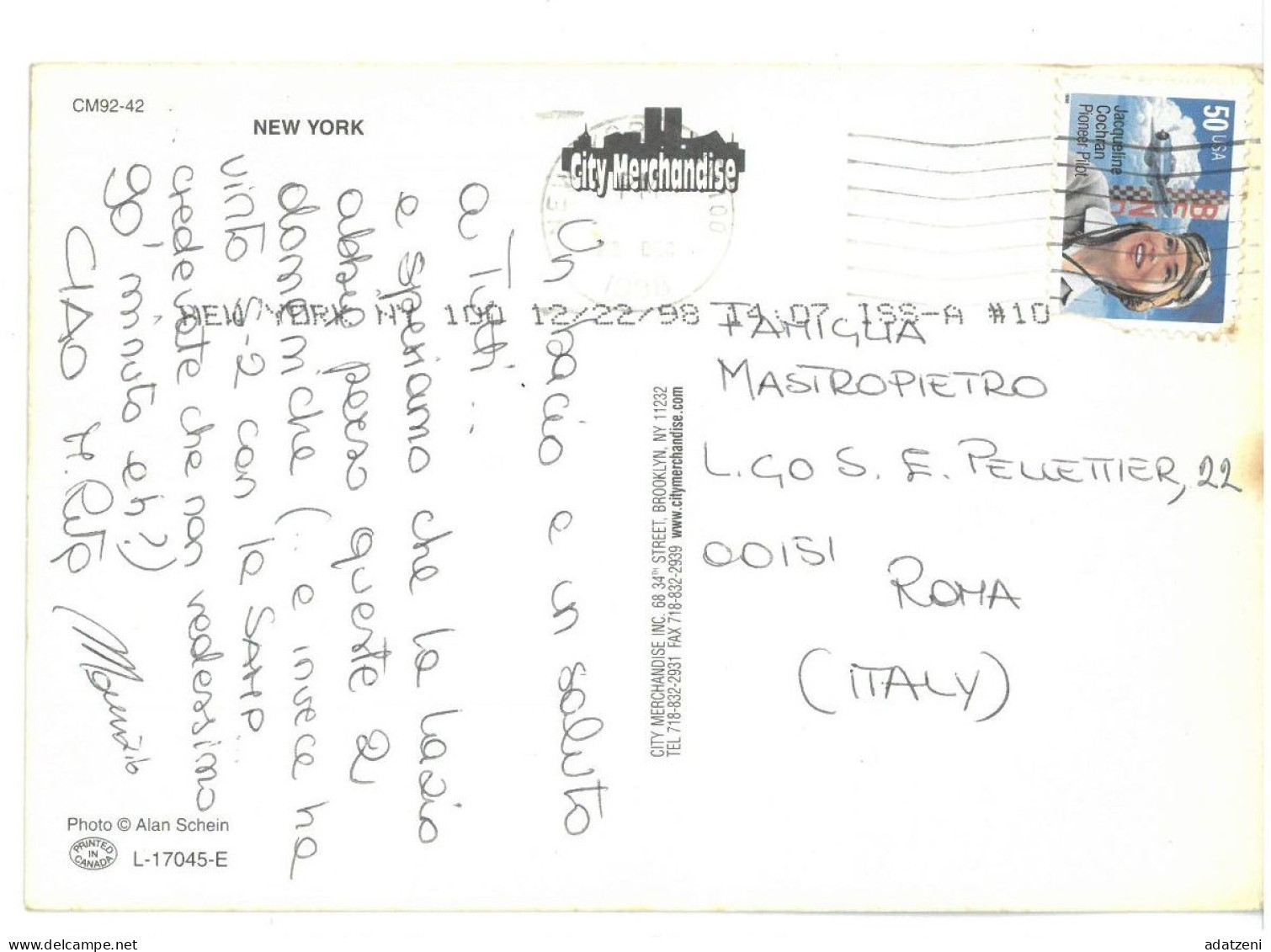 BR3609 U.S.A. New York Skyline Viaggiata 1998 Verso Roma - Multi-vues, Vues Panoramiques