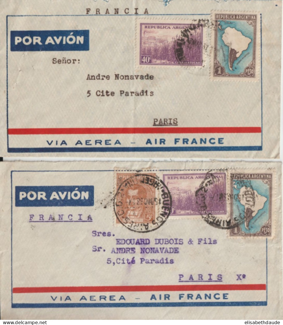 ARGENTINA - 1938 - AIR FRANCE ! 2 ENVELOPPES Par AVION De BUENOS AIRES => PARIS - Storia Postale