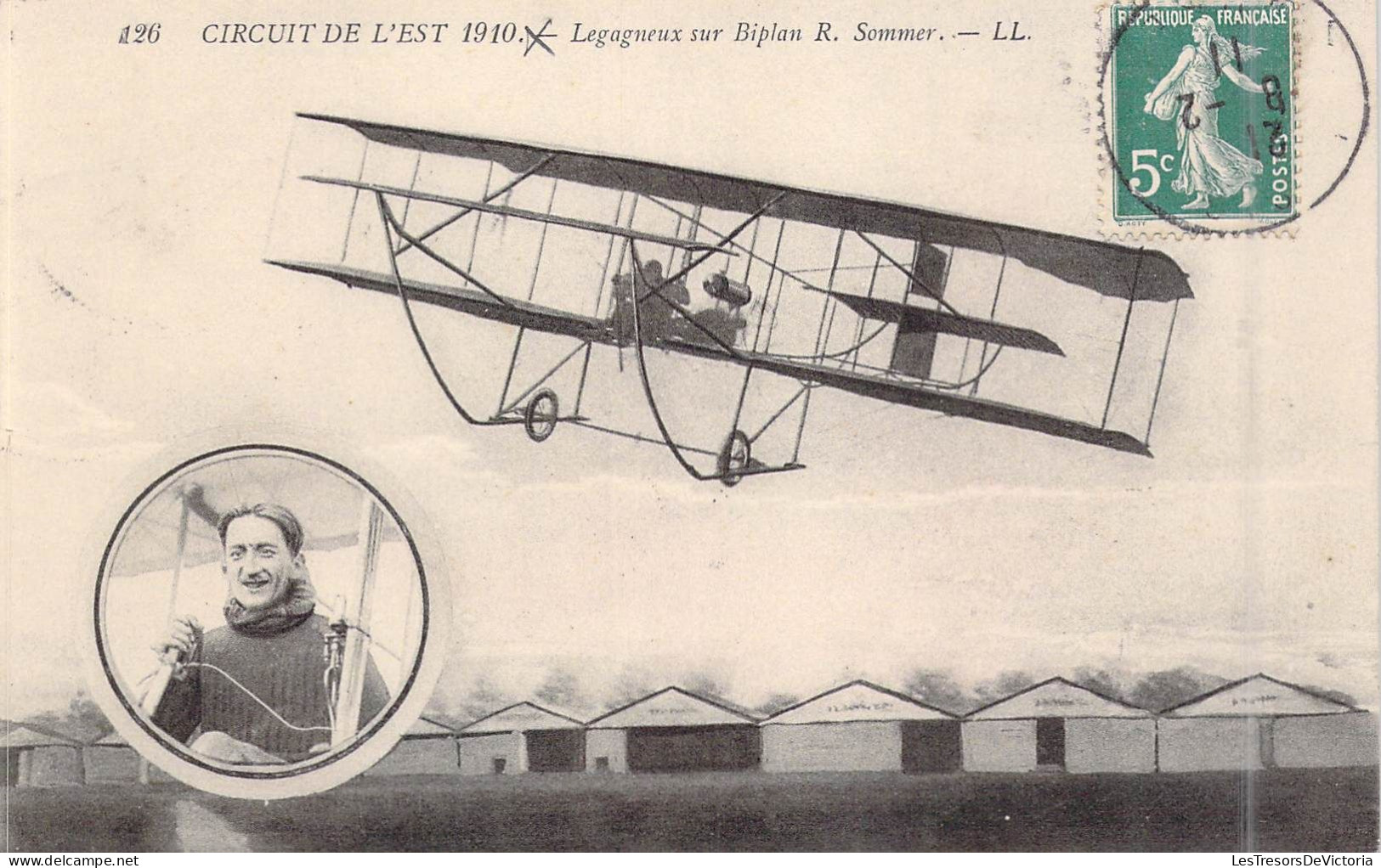 TRANSPORTS - Aviation - Circuit De L'Est 1910 - Legagneux Sur Biplan - Editeur : R. Sommer - Carte Postale Ancienne - Flieger