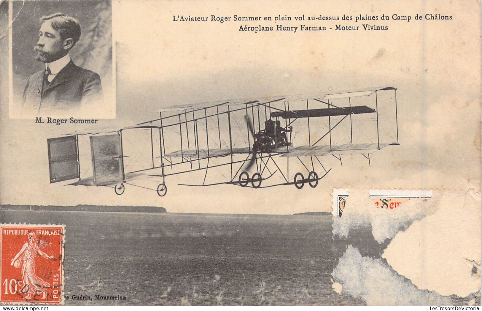 TRANSPORTS - Aviation - L'Aviateur Roger - Camp De Châlons - Aéroplane Farman -  Moteur Vivinus - Carte Postale Ancienne - Aviateurs