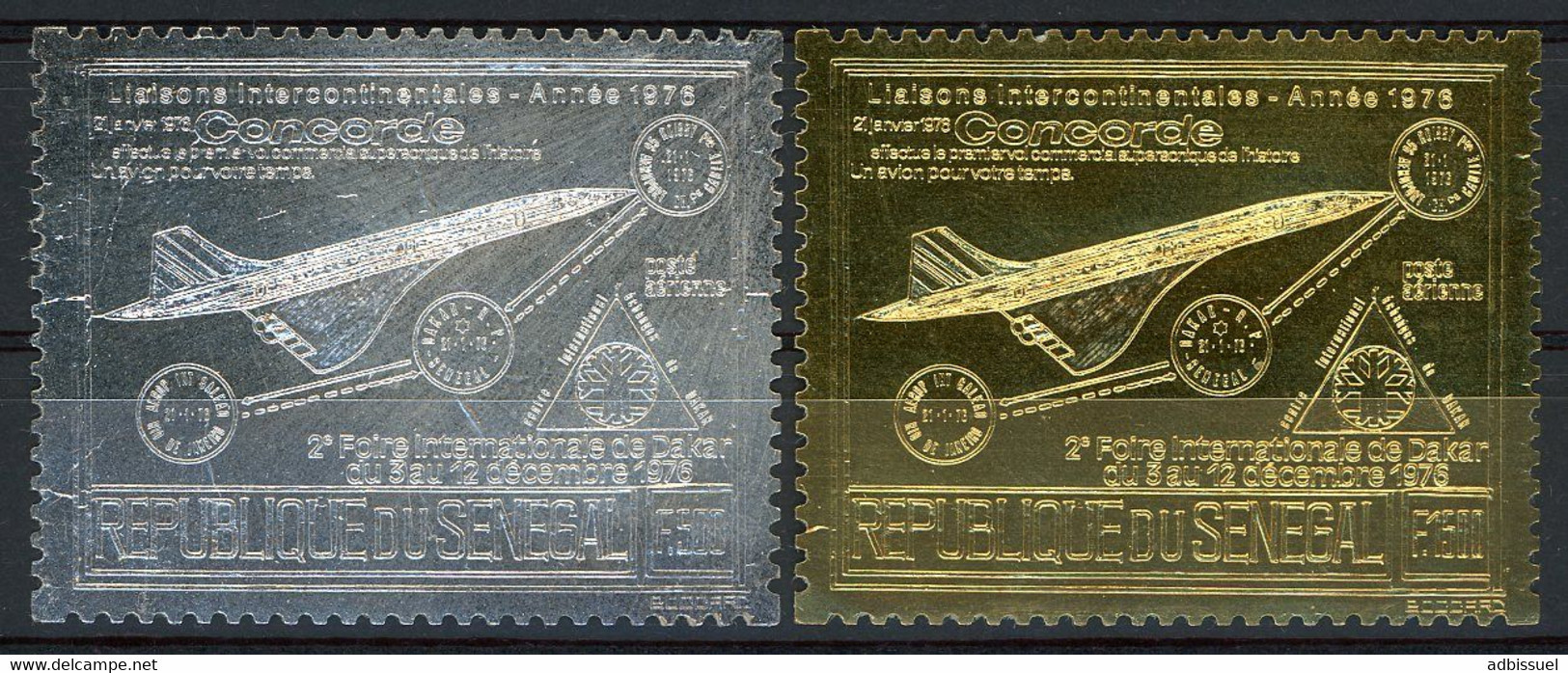 TIMBRES EN OR ET ARGENT (GOLD And SILVER ) POSTE AERIENNE N° 156 Et 157. 500 Fr Et 1500 Fr CONCORDE. Neuf ** (MNH). TB - Concorde