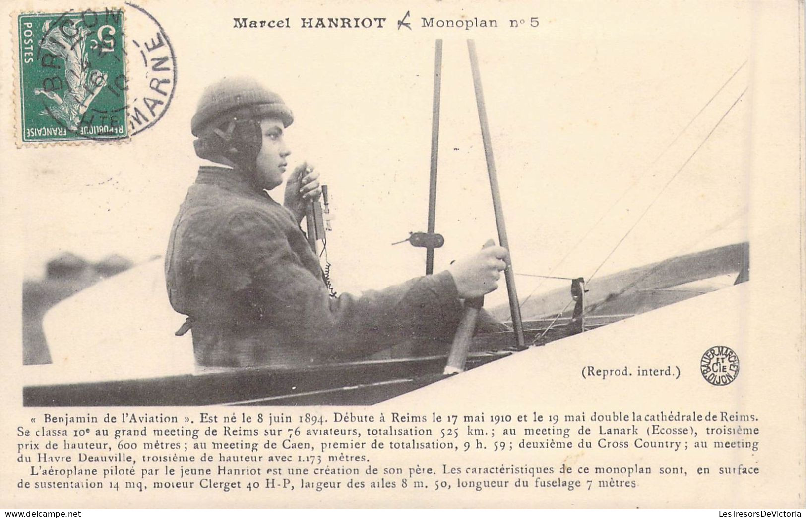 TRANSPORTS - Aviation - Aviateur Marcel Hanriot - Monoplan Numéro 5 - Carte Postale Ancienne - Aviatori