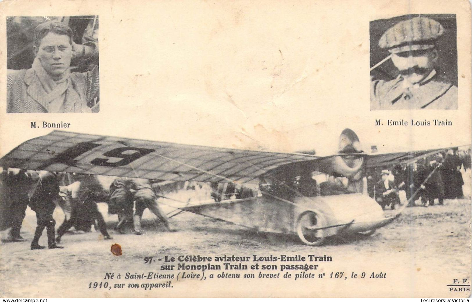 TRANSPORTS - Aviation - Aviateur Louis-Emile Train Sur Monoplan Et Son Passager - Carte Postale Ancienne - Airmen, Fliers