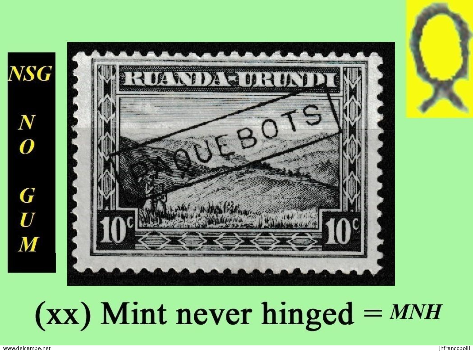 1931 ** RUANDA-URUNDI RU/MNH RU 092 PAQUEBOT ( PLURAL) VLOORS 2 [A] ( X 1 Stamp ) NO GUM & WITH A FRAME - Nuovi