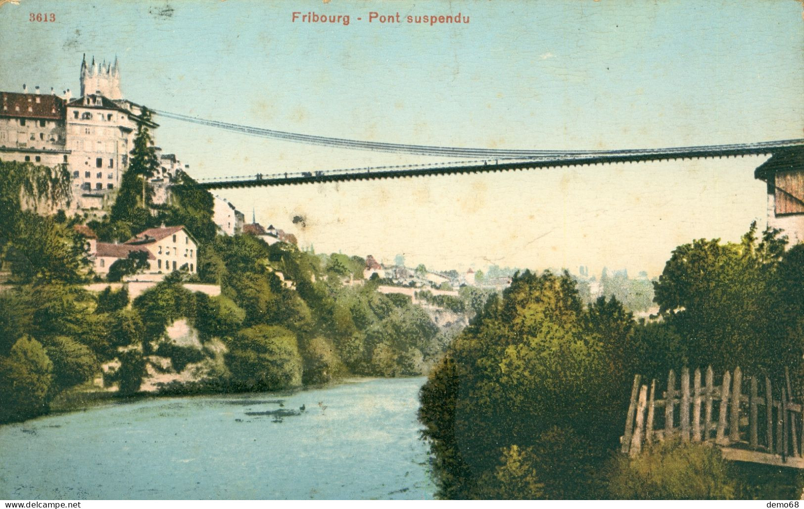 Fribourg Canton FR Suisse Schweiz Vue Générale Pont Suspendu CPA  Ed Photoglob - Fribourg