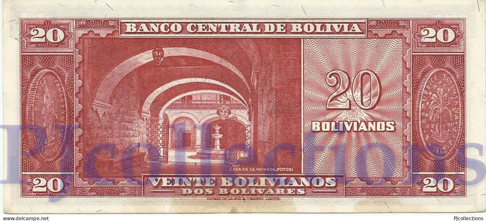 BOLIVIA 20 BOLIVANOS 1945 PICK 140 AU+ - Bolivie