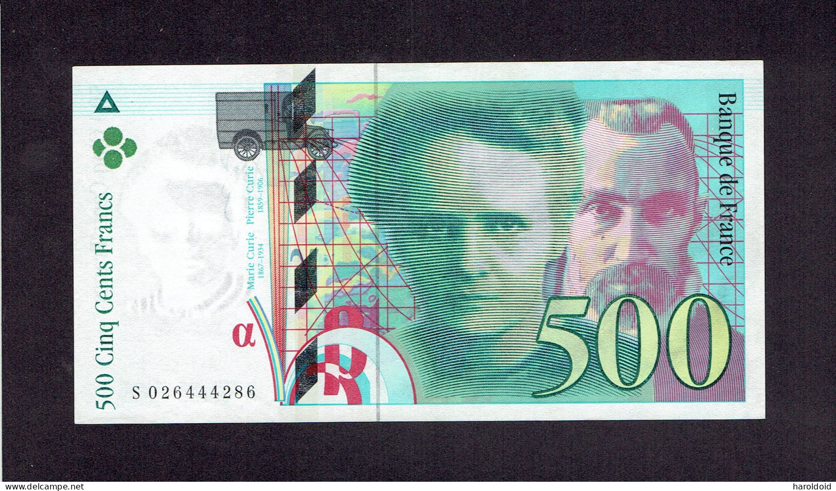 BILLET 500F PIERRE ET MARIE CURIE - 1994 - SANS TROUS D'EPINGLE - LEGERE TRACE DE PLI VERTICAL - SUP à SPL - 500 F 1994-2000 ''Pierre En Marie Curie''