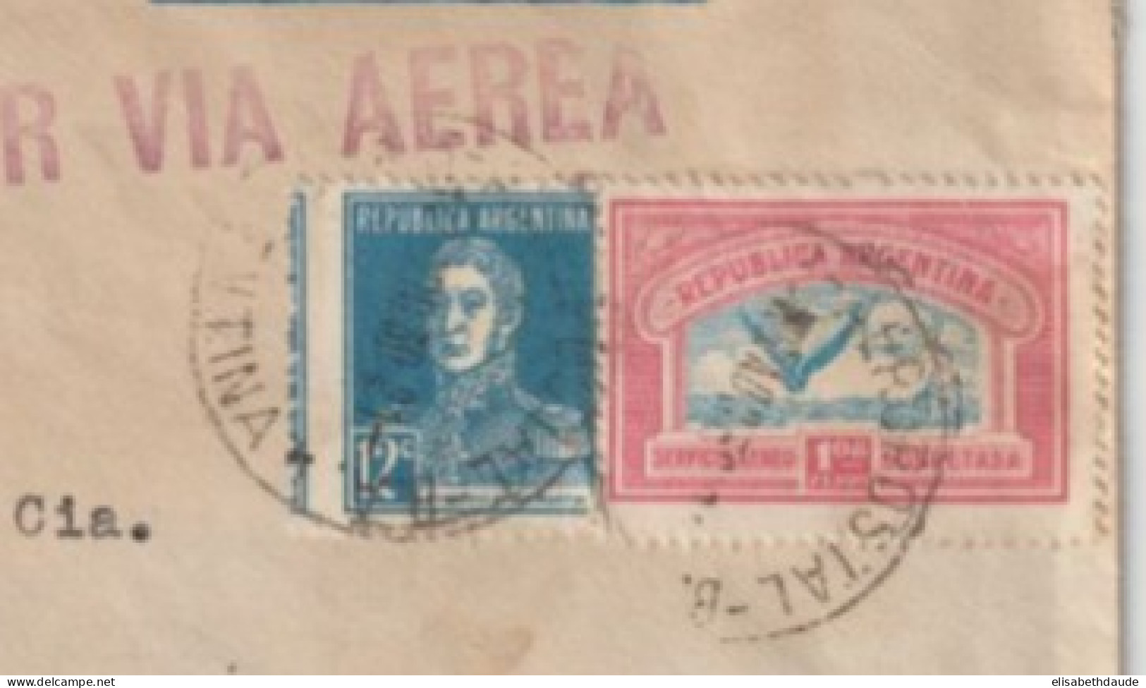 ARGENTINA - 1930 - RARE POSTE AERIENNE 1,08 + VARIETE 12c /ENVELOPPE De BUENOS AIRES OBLITERATION AEROPOSTALE => PARIS - Brieven En Documenten