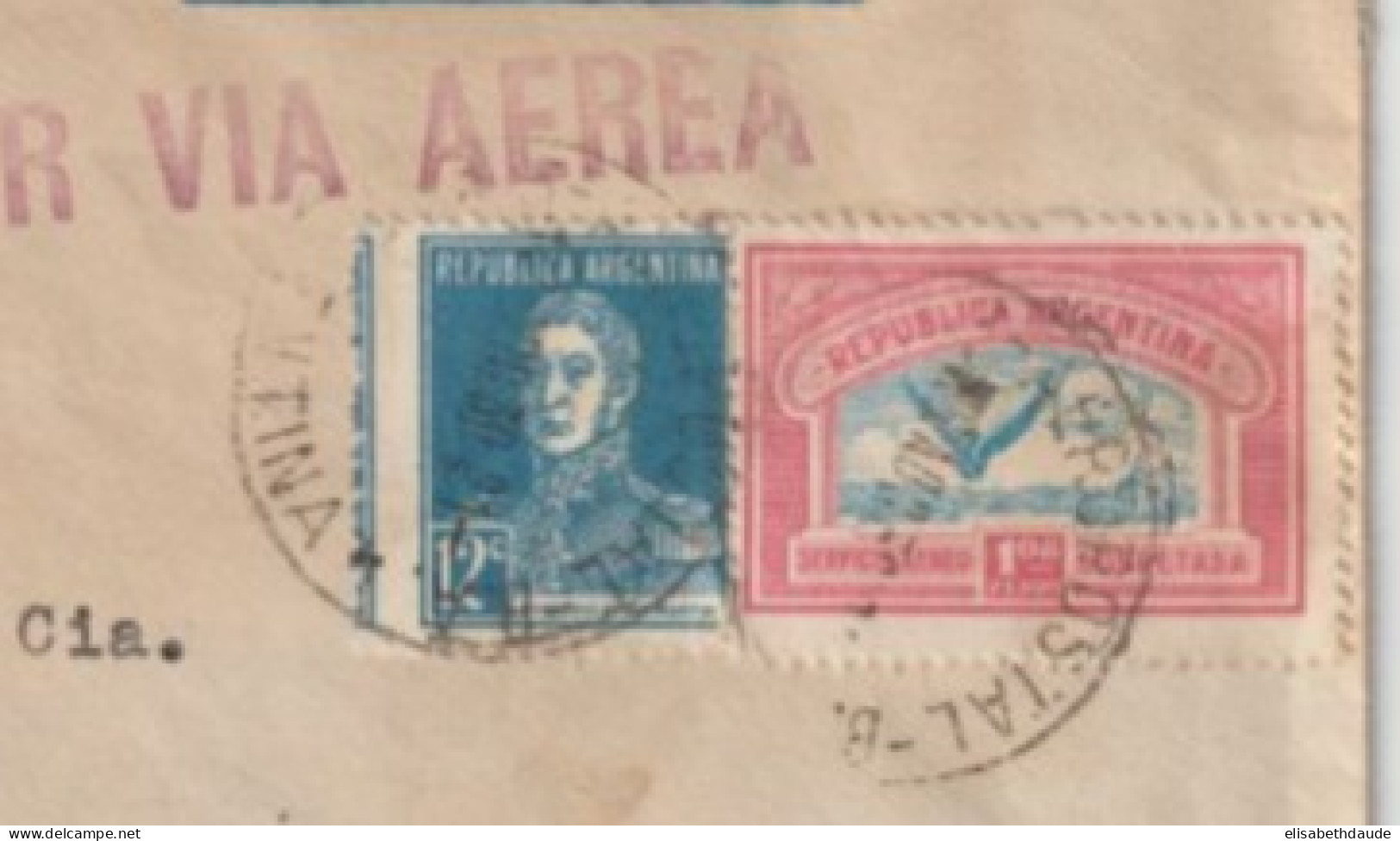 ARGENTINA - 1930 - RARE POSTE AERIENNE 1,08 + VARIETE 12c /ENVELOPPE De BUENOS AIRES OBLITERATION AEROPOSTALE => PARIS - Lettres & Documents