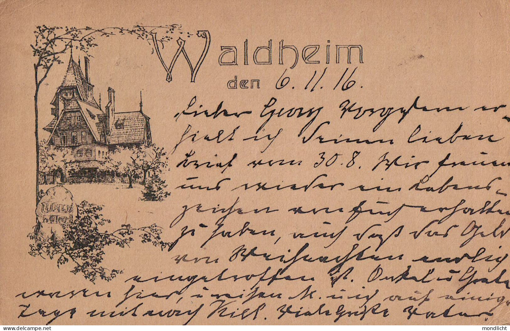 "Villa Waldheim", Bergedorf. 1916. (Hulbepark, Pfingstberg, Hochallee, Doktorberg, Haus Hulbe). - Bergedorf