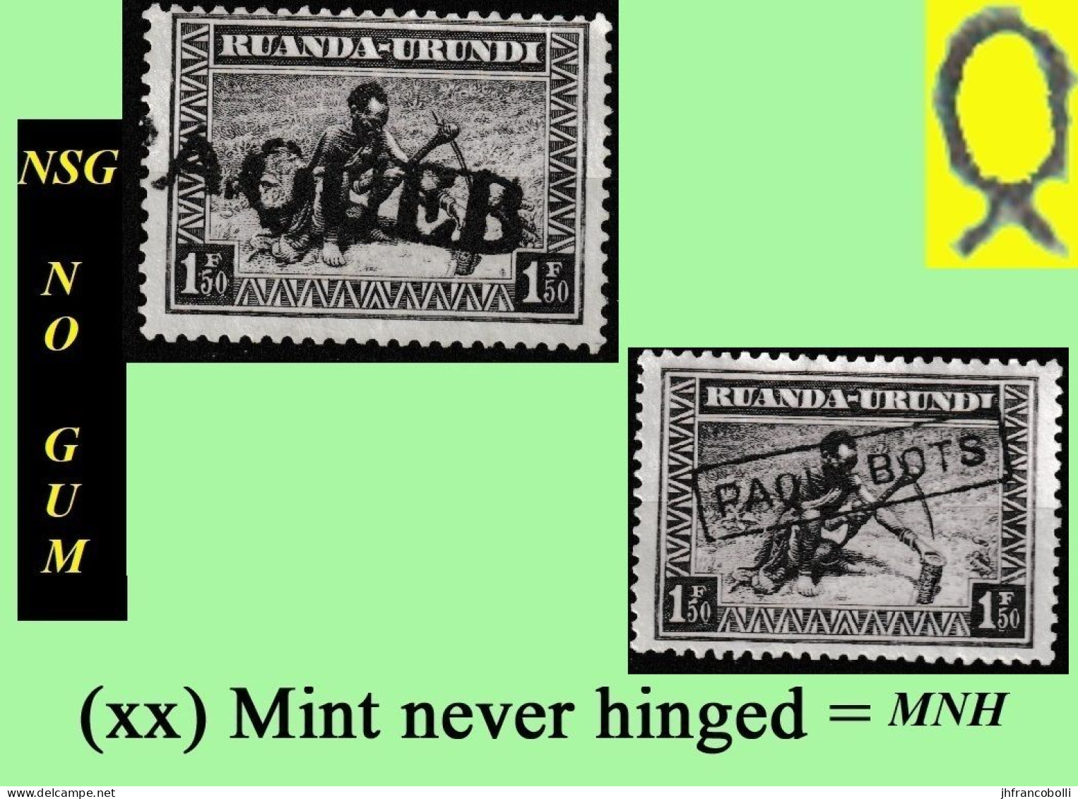 1937 ** RUANDA-URUNDI RU/MNH 112 PAQUEBOT ( SINGULAR + PLURAL ) ETHNIC ( X 2 Stamps ) NO GUM & ONLY 1 WITH FRAME - Nuevos