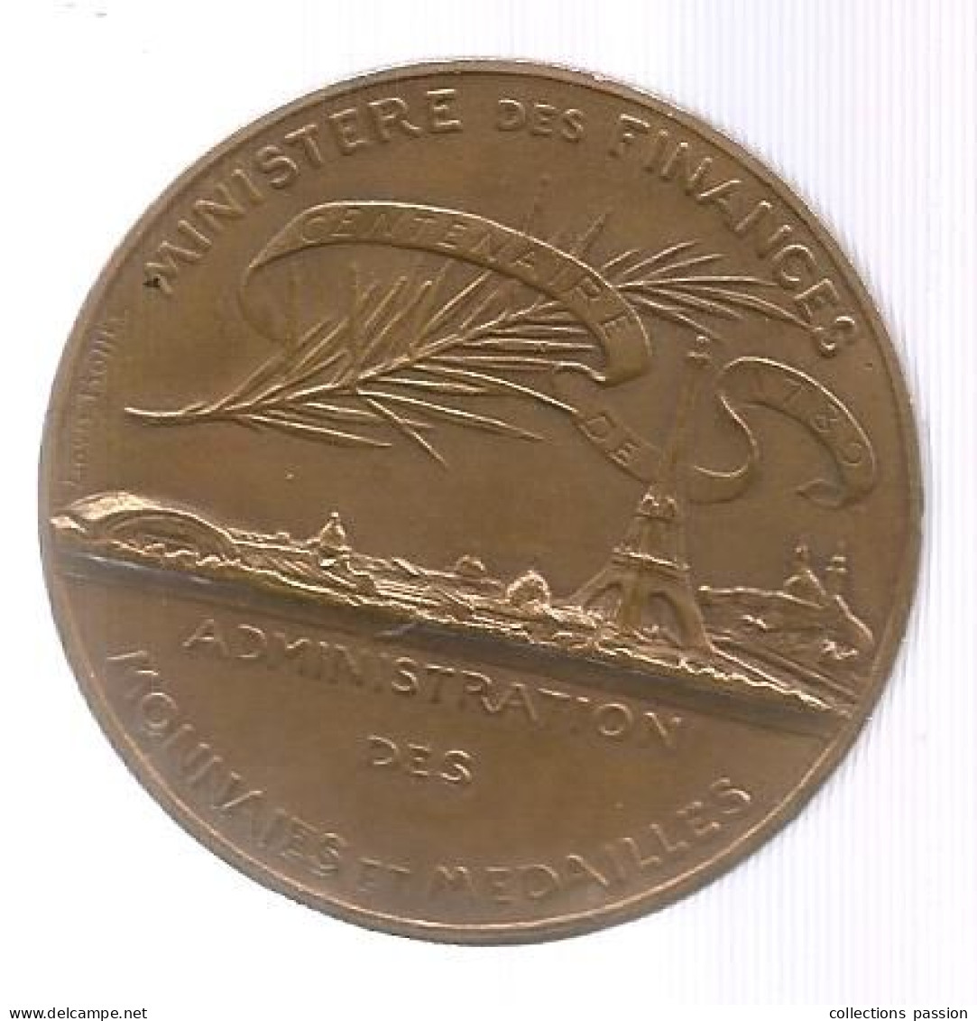 JC, Médaille, Bronze, Ministère Des Finances, Administration Des Monnaies Et Médailles, Oudiné Graveur,  Frais Fr 3.35 E - Firma's