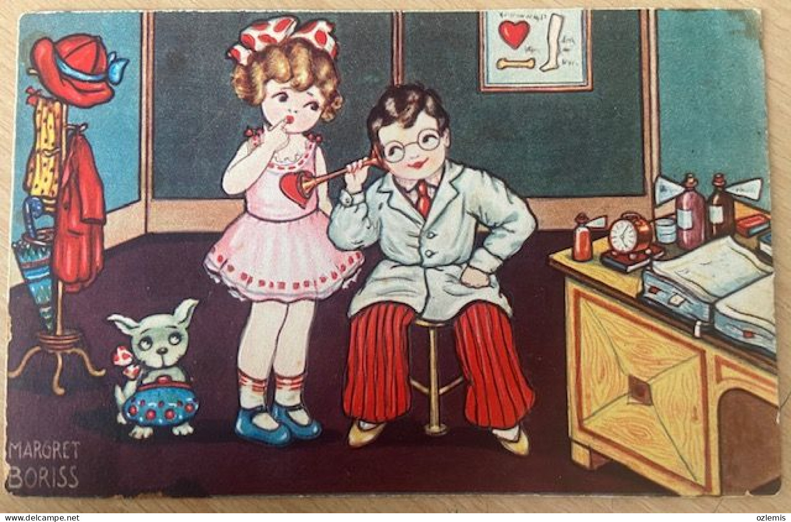 KARIKATUR ,MARGRET BORRIS ,CHILDREN ,DOCTOR , , ,POSTCARD - Boriss, Margret