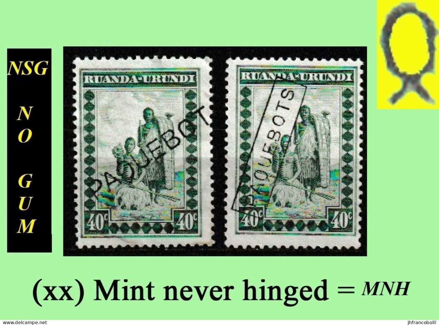 1931 ** RUANDA-URUNDI RU MNH/NSG 095 PAQUEBOT ( SINGULAR + PLURAL) ETHNIC ( X 2 Stamps ) NO GUM & ONLY 1 WITH A FRAME - Unused Stamps