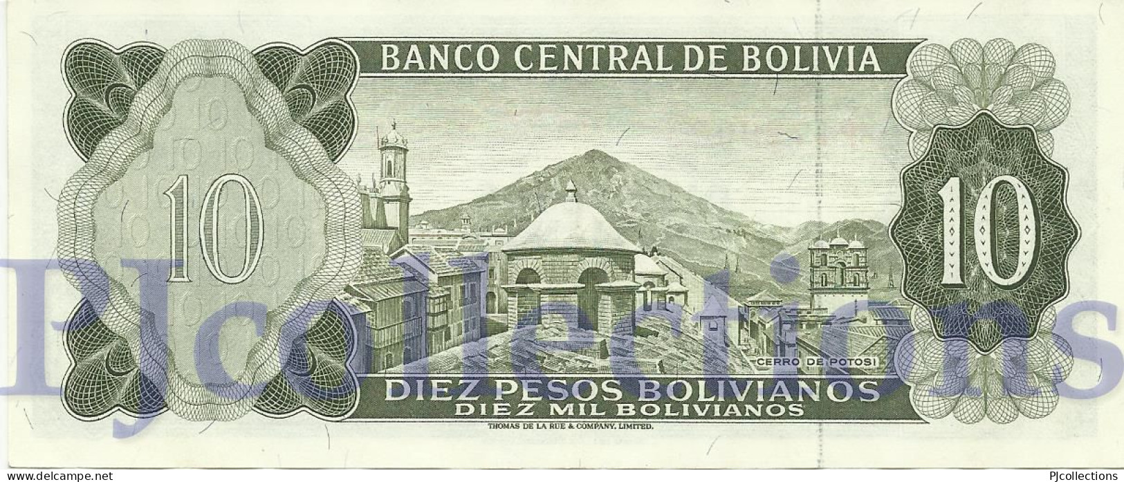 BOLIVIA 10 BOLIVANOS 1962 PICK 154a XF+ - Bolivië