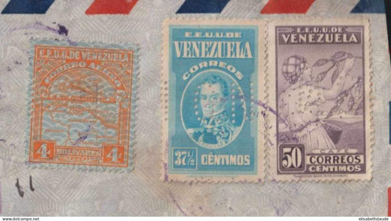 VENEZUELA - 1941 - PERFORES / PERFIN "G.N" ! TIMBRES De SERVICE Sur ENV. RECOMMANDEE De CARACAS => CONSULAT De MARSEILLE - Venezuela