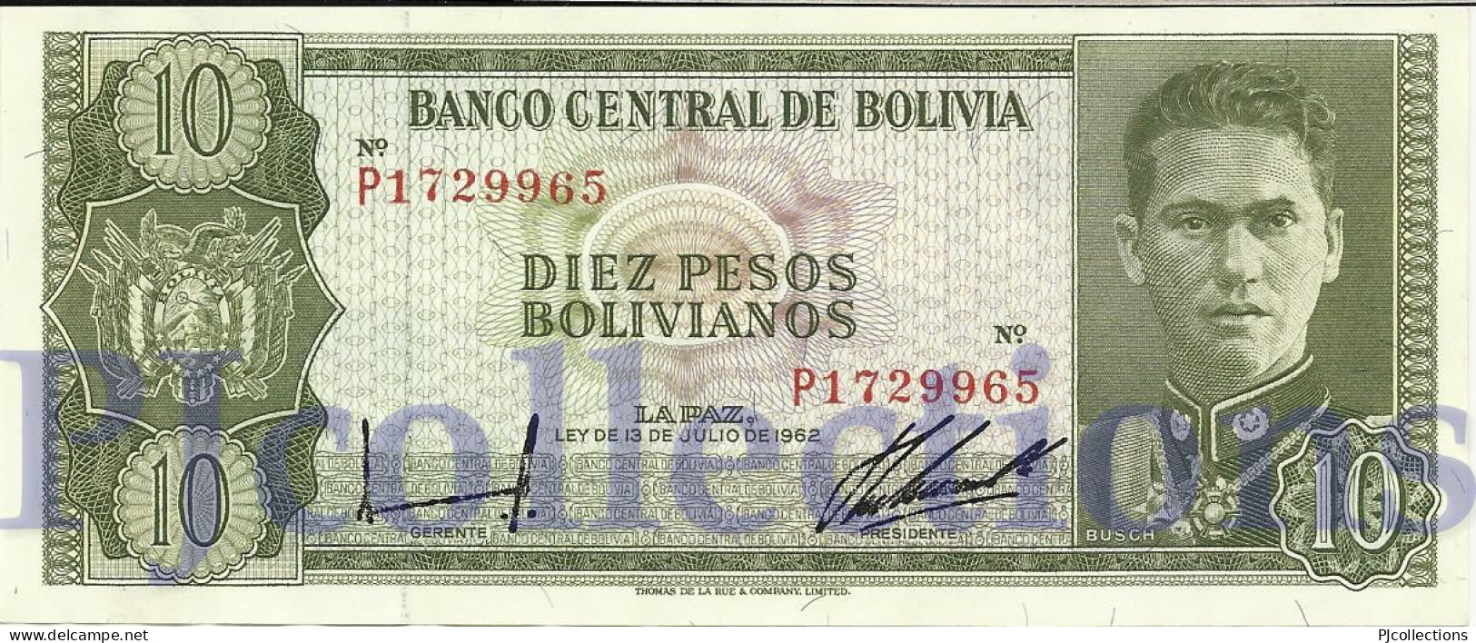 LOT BOLIVIA 10 BOLIVANOS 1962 PICK 154a XF+ X 5 PCS - Bolivia