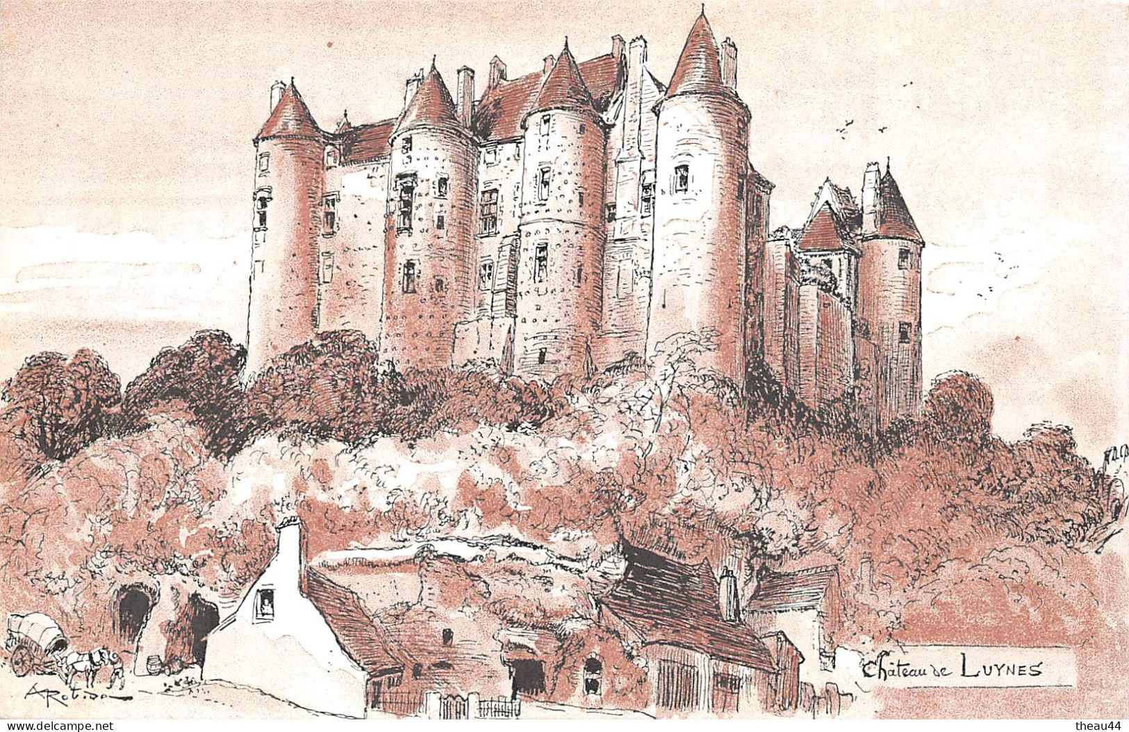 Illustrateur " ROBIDA " - Lot de 12 cpa des Chateaux de la Loire - Blois, Amboise, Langeais, Luynes, Chambord, Loches...