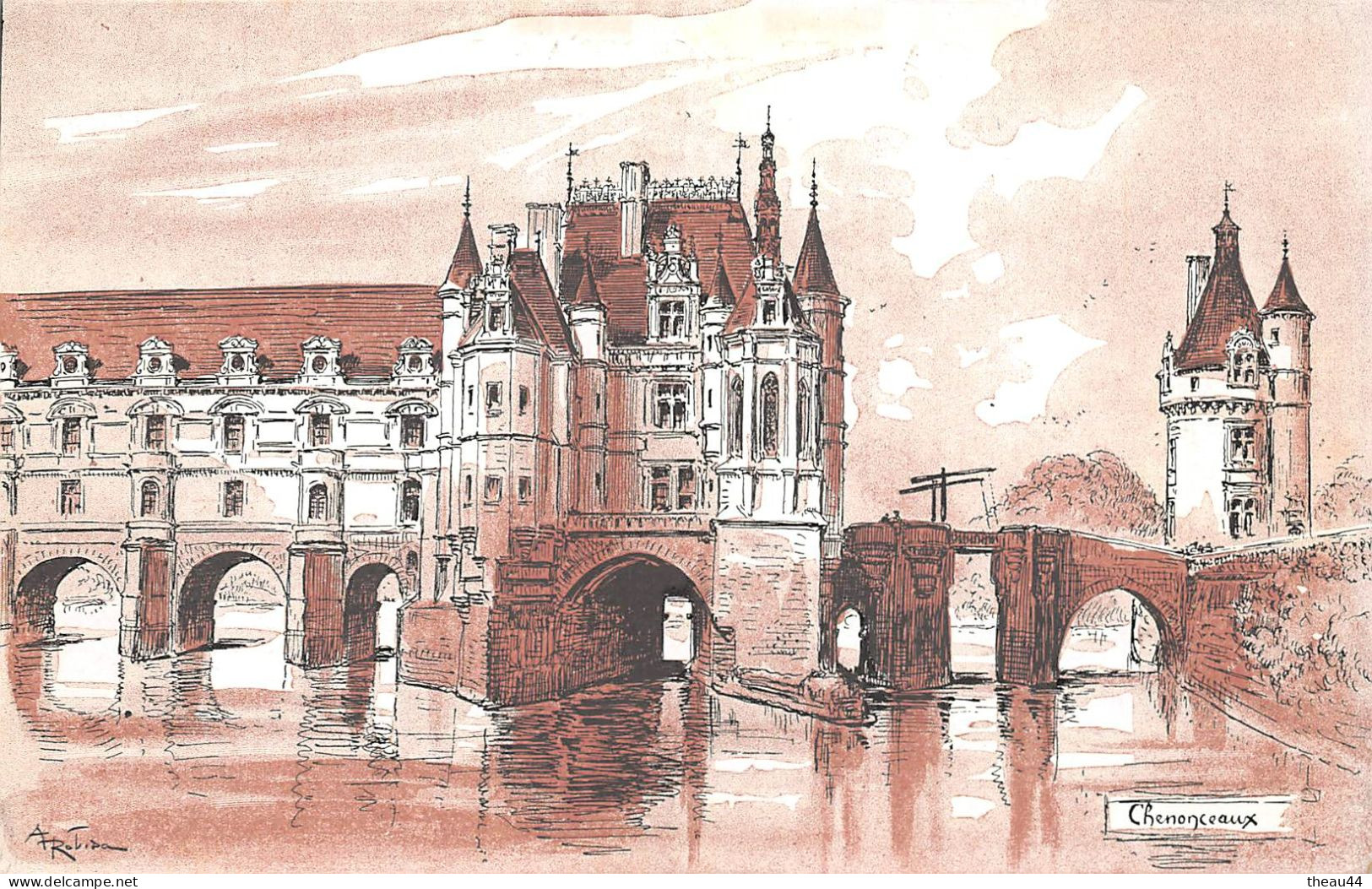 Illustrateur " ROBIDA " - Lot de 12 cpa des Chateaux de la Loire - Blois, Amboise, Langeais, Luynes, Chambord, Loches...