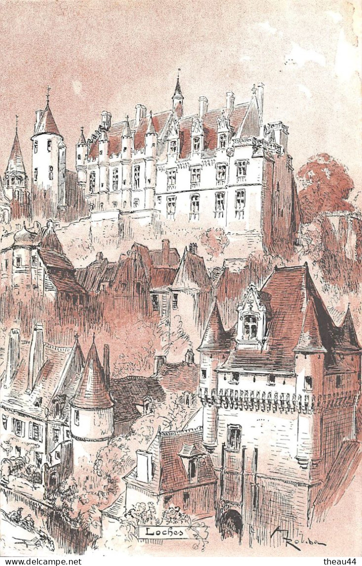 Illustrateur " ROBIDA " - Lot de 12 cpa des Chateaux de la Loire - Blois, Amboise, Langeais, Luynes, Chambord, Loches...