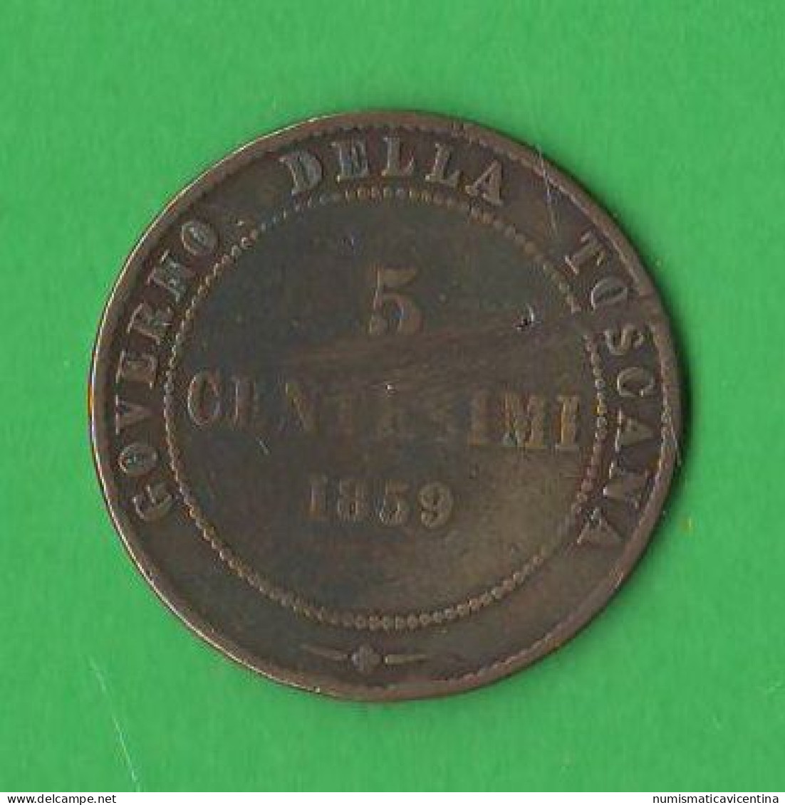 Italie 5 Cents 1859 Tuscany King Vittorio Emanuele II° Copper Coin Italia 5 Centesimi 1859 Rè Eletto - Tuscan