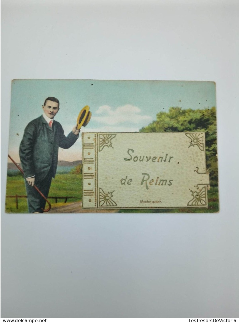 Fantaisies - Carte Système - Souvenir De Reims - Muster Gesch  - Carte Postale Ancienne - A Systèmes