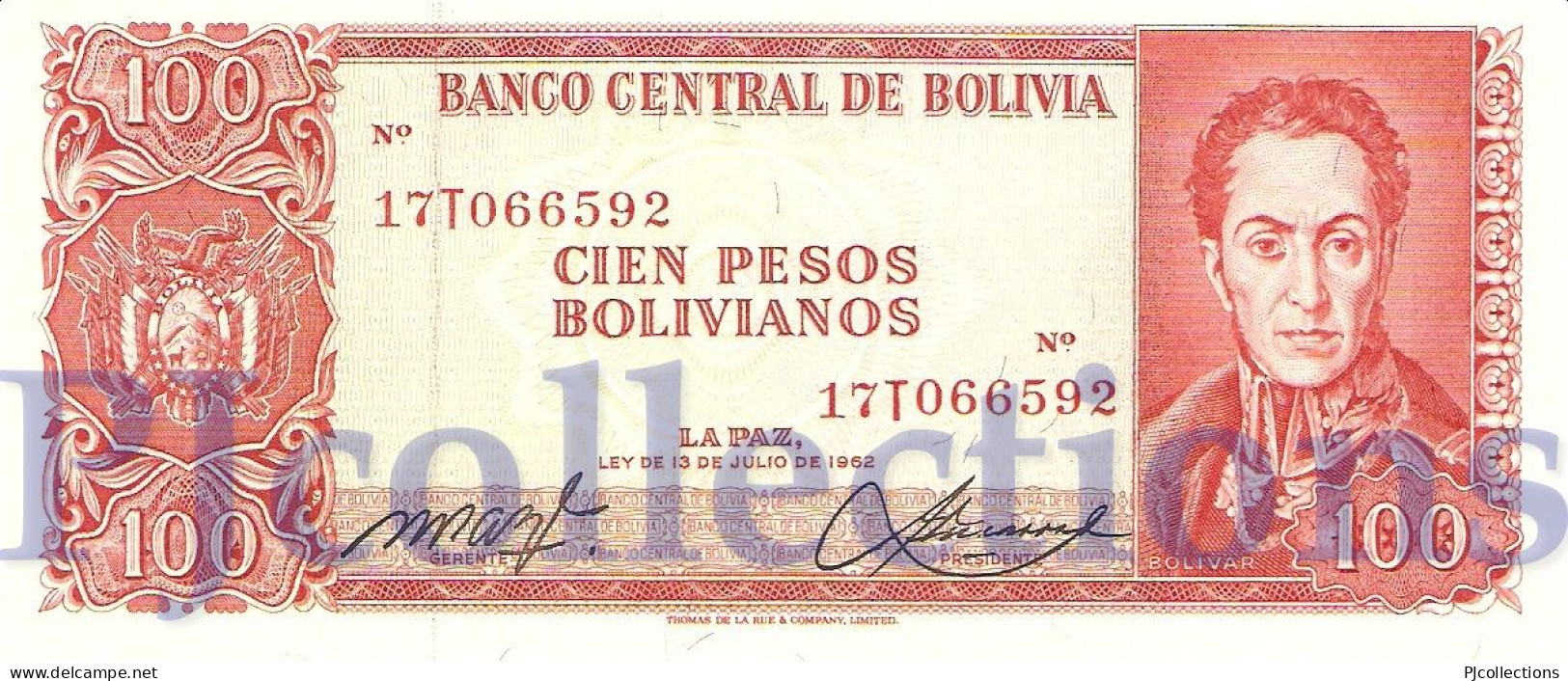 BOLIVIA 100 BOLIVANOS 1962 PICK 164A UNC - Bolivie