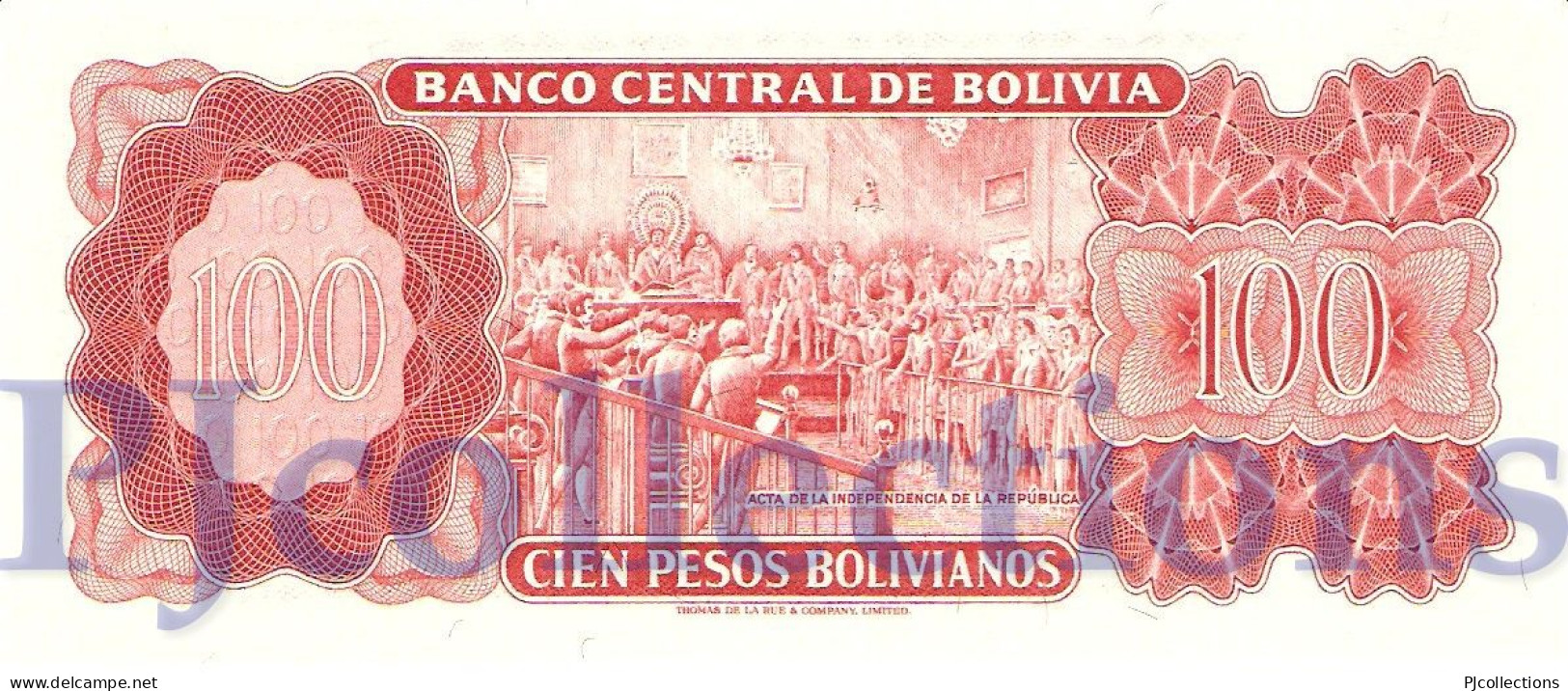 BOLIVIA 100 BOLIVANOS 1962 PICK 164A UNC - Bolivië
