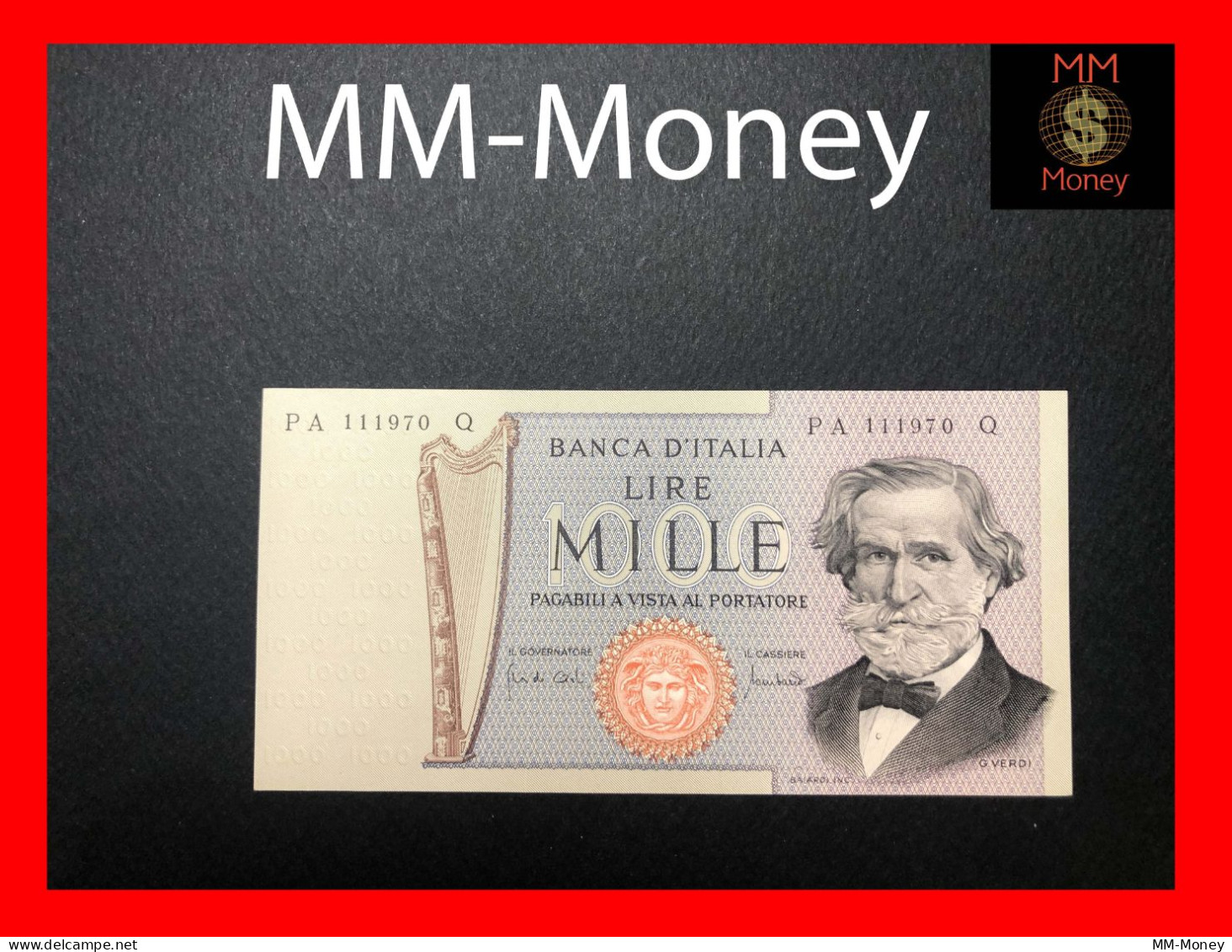 ITALY 1000  1.000 Lire  25.3.1969   P. 101  "first Date"   UNC    [MM-Money] - 1000 Lire