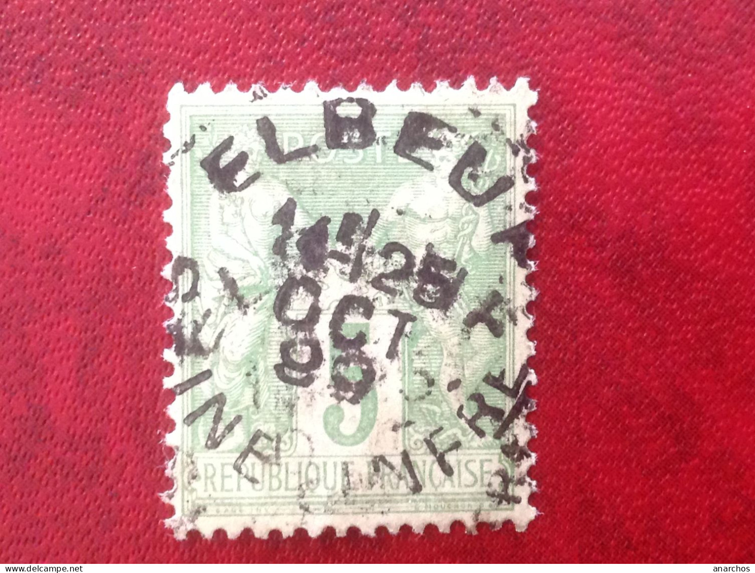 Sage N/B  N° 106 5c Vert Jaune Obl ELBEUF - 1898-1900 Sage (Tipo III)