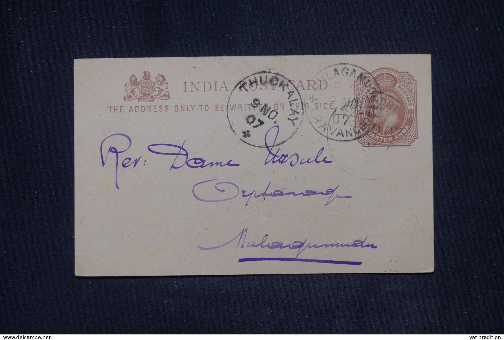 INDES ANGLAISES - Entier Postal De Trivandrum Pour Mulagamudu En 1907 - L 142298 - 1902-11  Edward VII