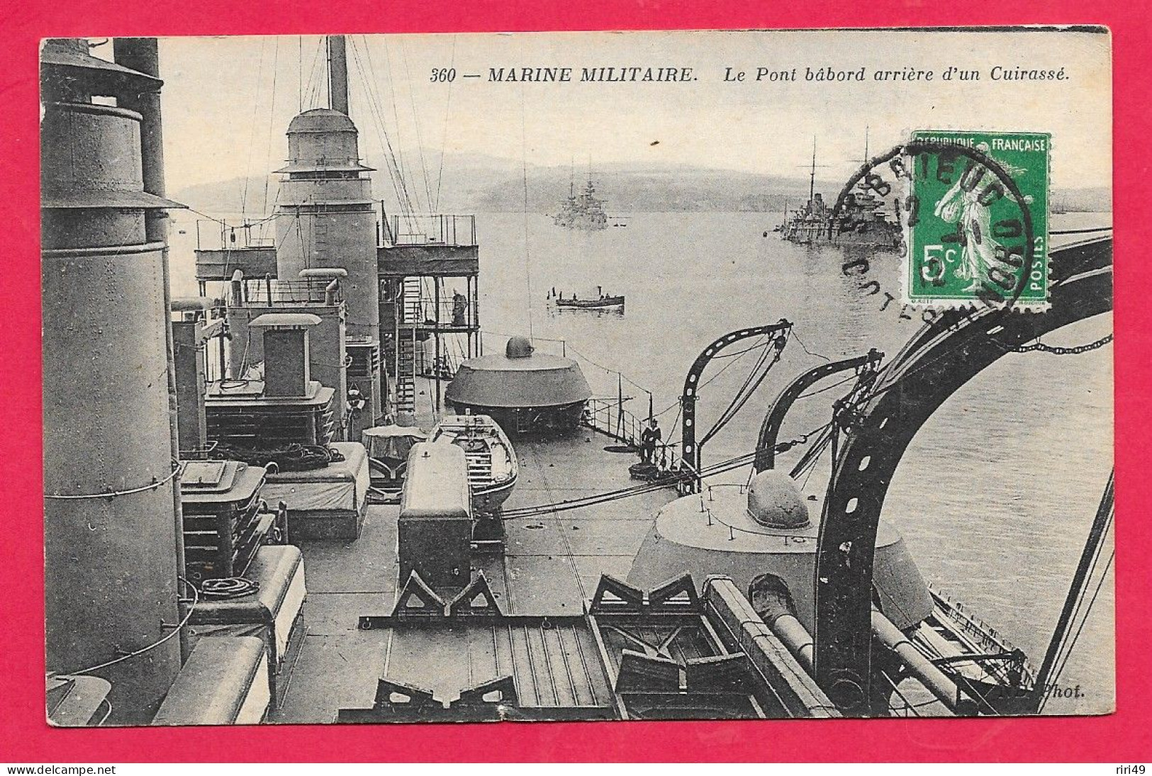 Cpa Marine Militaire, Le Pont Bâbord Arrière D'un Cuirassé, Belle Carte, Voyagée En 1912, Voir Scannes - Matériel