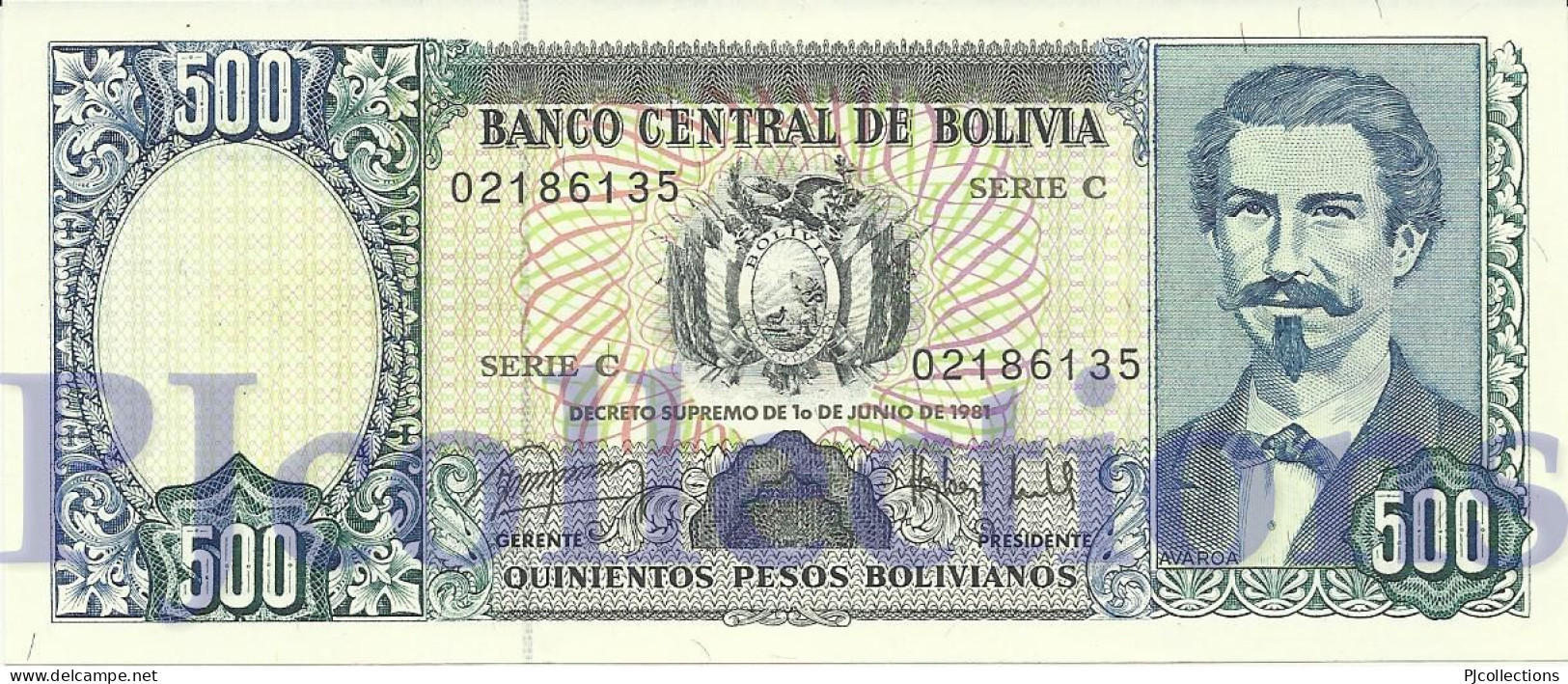 BOLIVIA 500 BOLIVANOS 1981 PICK 166a UNC - Bolivie