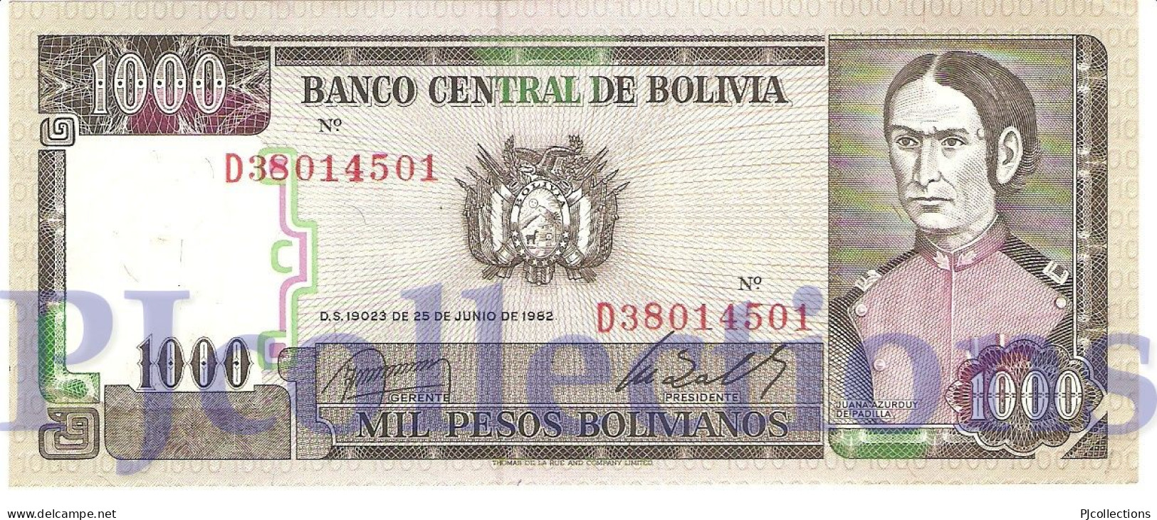 BOLIVIA 1000 BOLIVANOS 1982 PICK 167a UNC - Bolivie