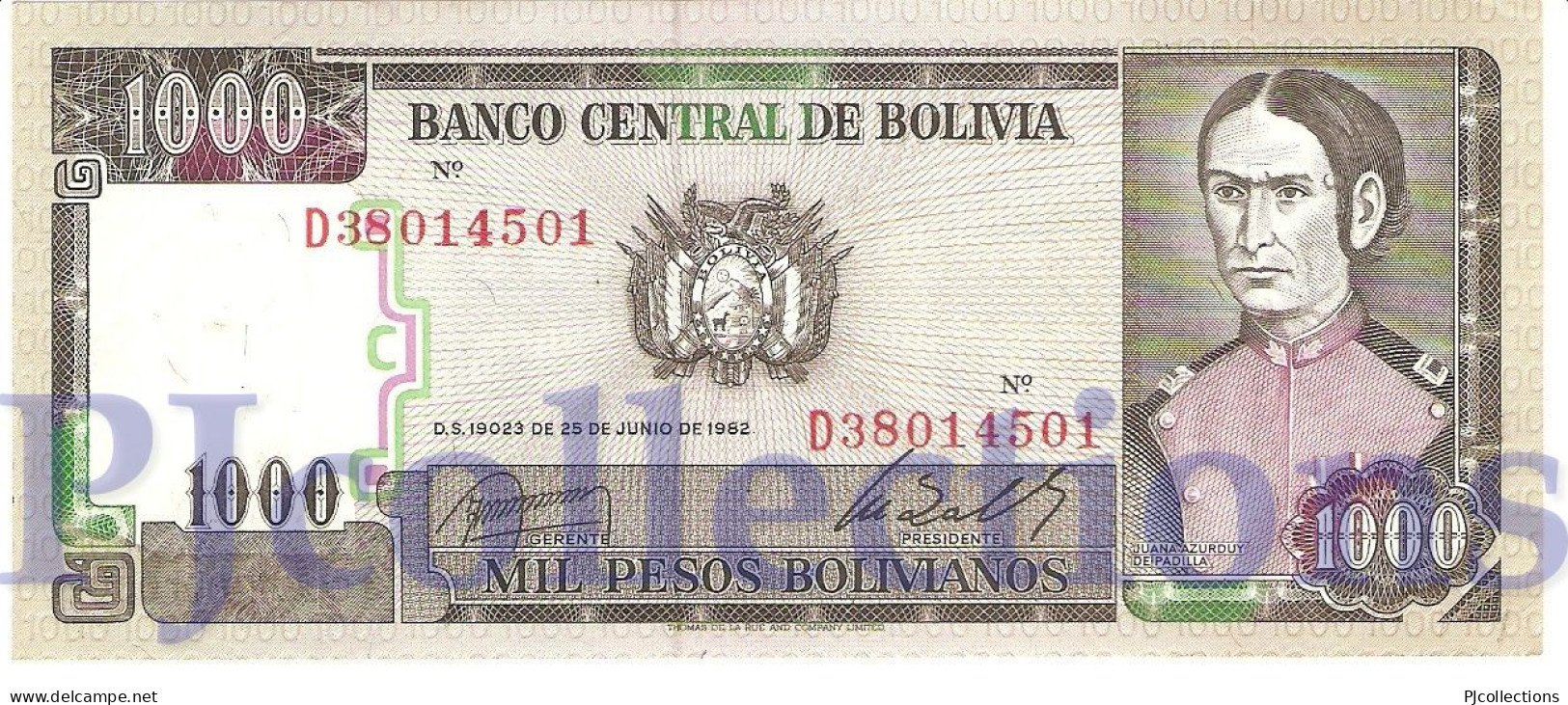 BOLIVIA 1000 BOLIVANOS 1982 PICK 167a UNC - Bolivien