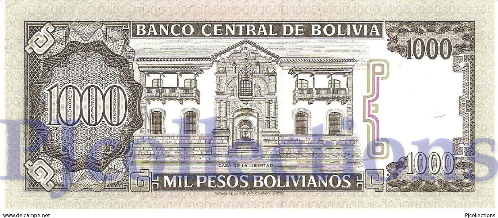 BOLIVIA 1000 BOLIVANOS 1982 PICK 167a UNC - Bolivien