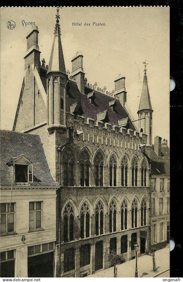 Carte-vue ( Ypres : Hôtel Des Postes) En Franchise  Obl. 19/05/1915+ Obl  Violet  Militaire - Marques D'armées