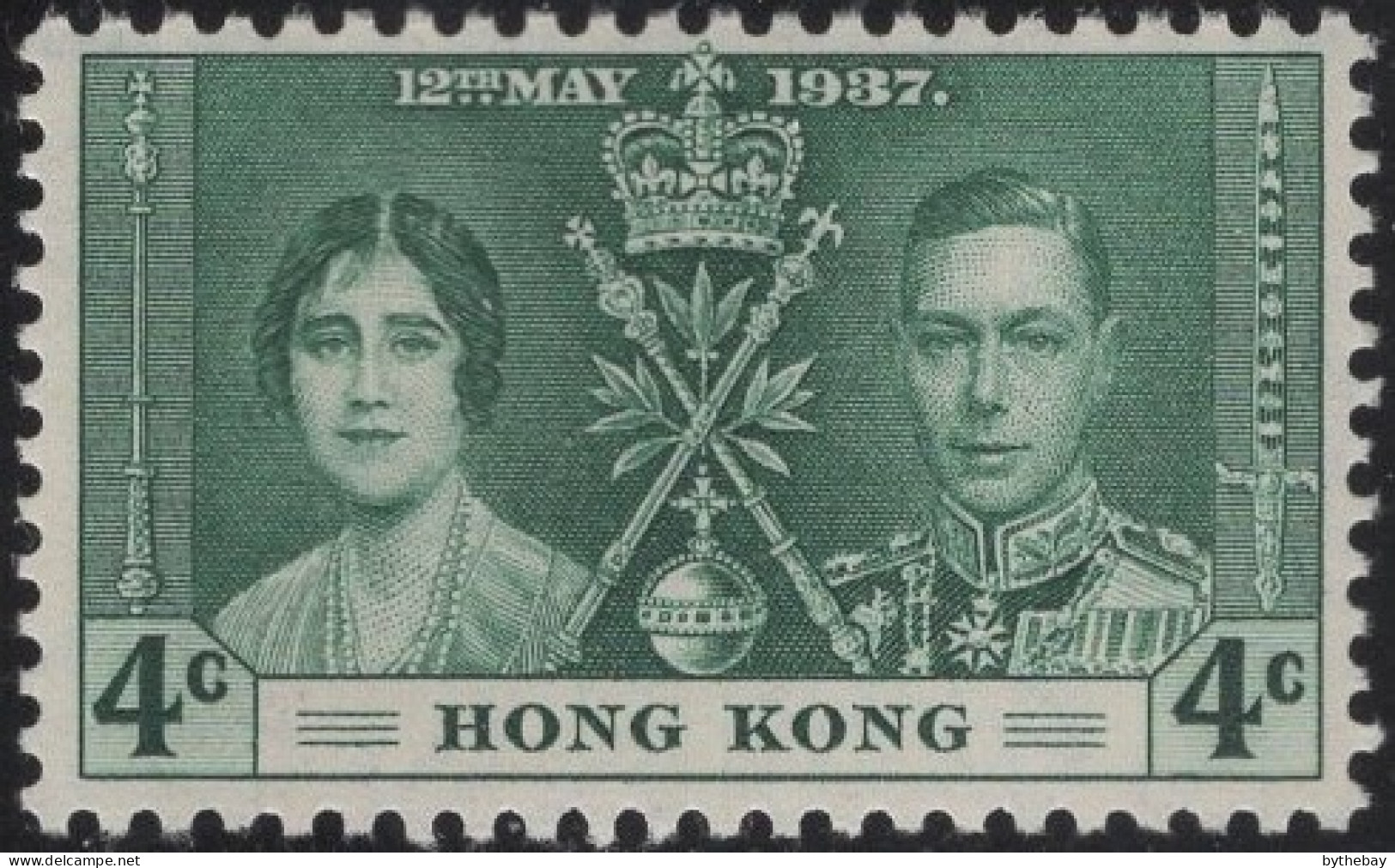 Hong Kong 1937 MNH Sc 151 4c KGVI Coronation - Unused Stamps