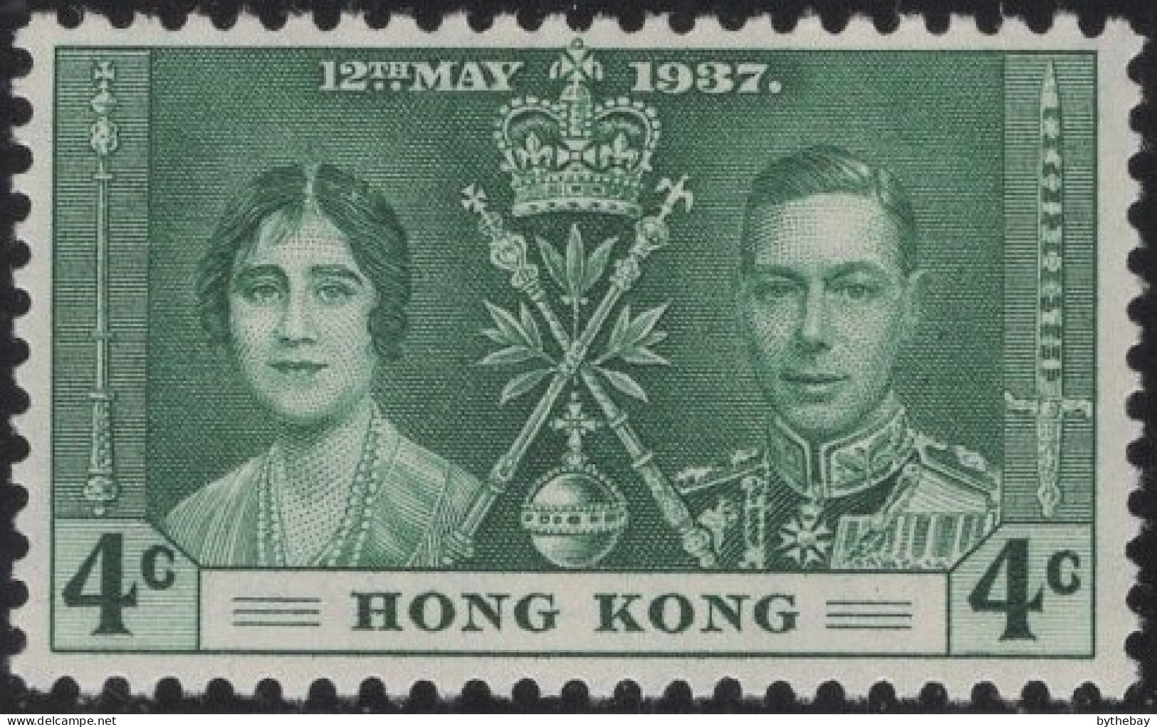 Hong Kong 1937 MH Sc 151 4c KGVI Coronation Variety - Unused Stamps