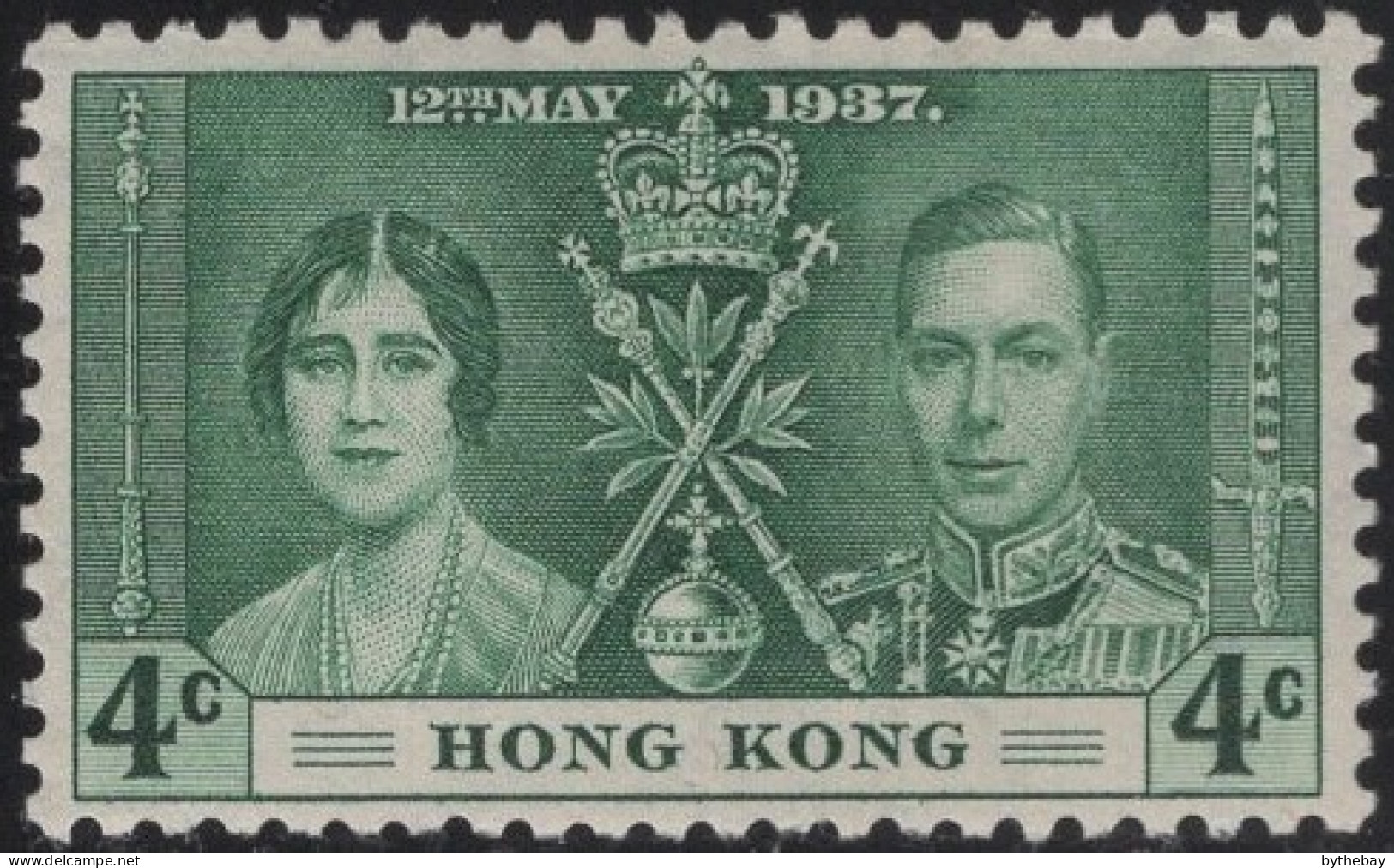 Hong Kong 1937 MH Sc 151 4c KGVI Coronation Variety - Unused Stamps