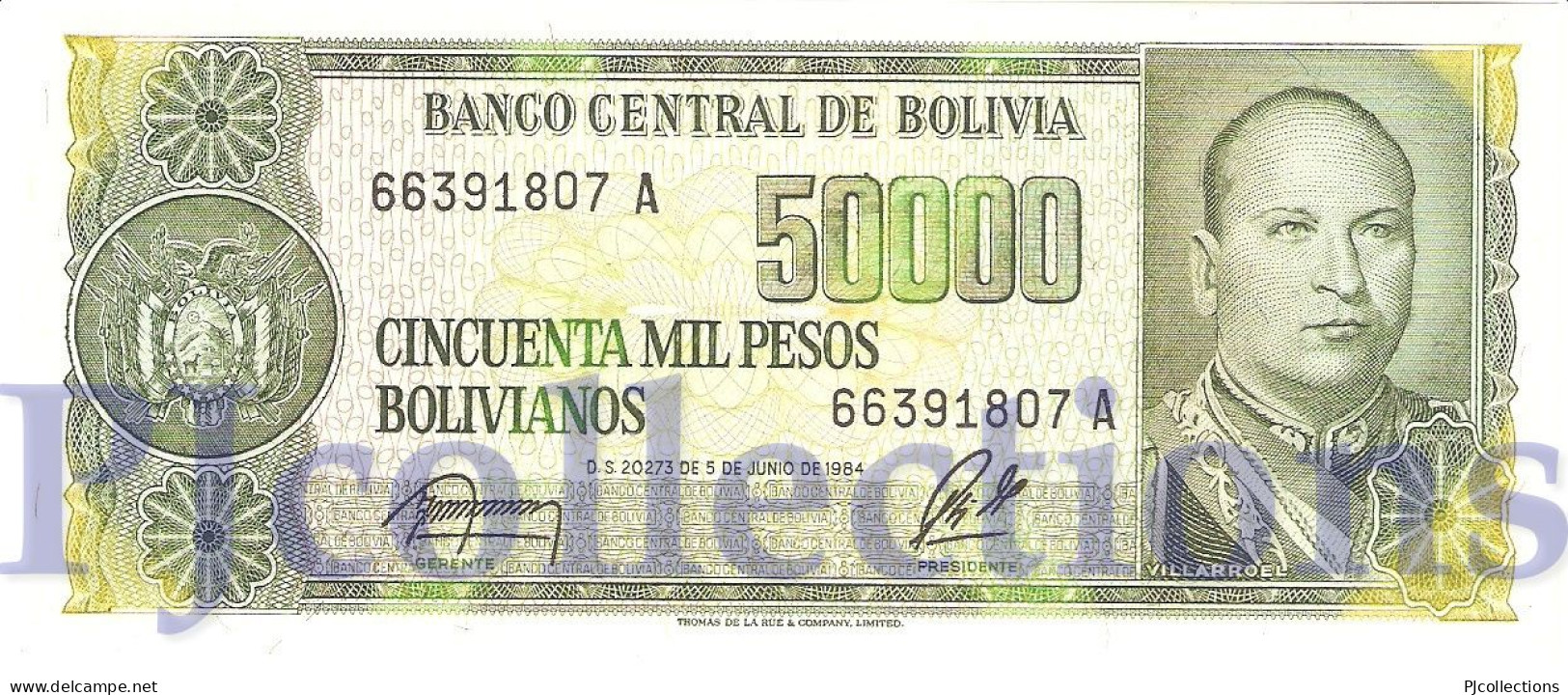 BOLIVIA 50000 BOLIVANOS 1984 PICK 170a UNC - Bolivie