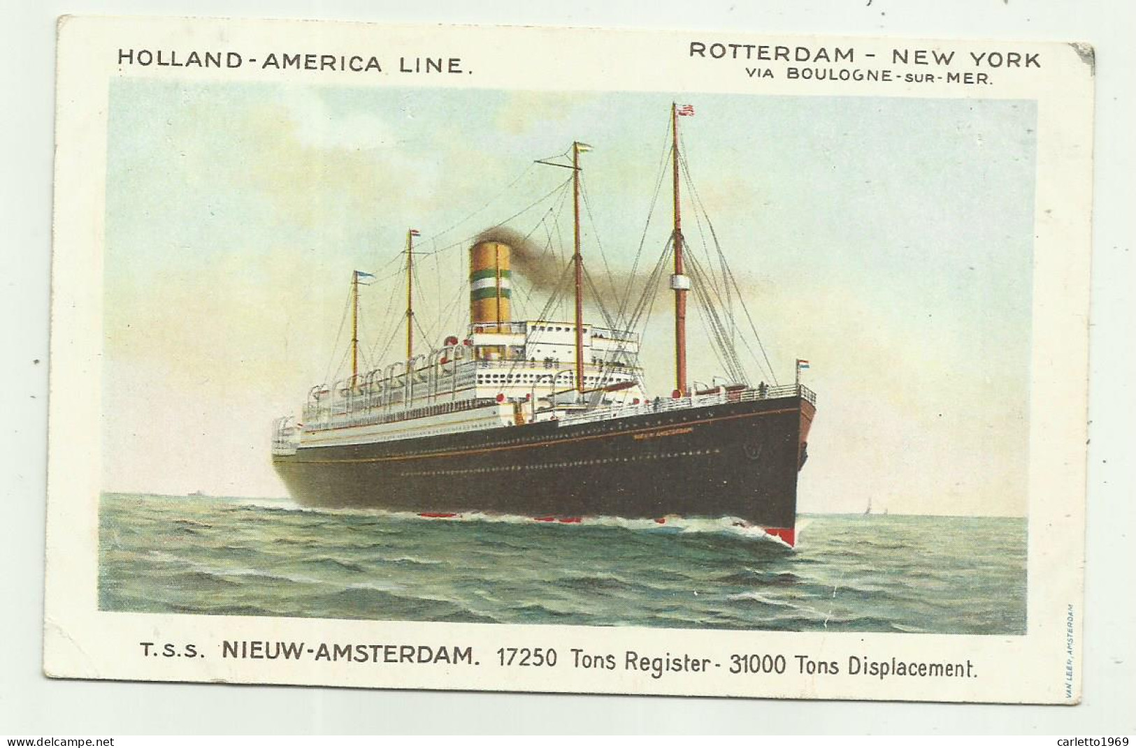 T.S.S. NIEUW AMSTERDAM  - HOLLAND AMERICA LINE - NV FP - Dampfer