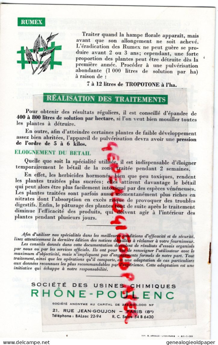 75-PARIS-LIVRET RHONE POULENC USINES CHIMIQUES-21 RUE JEAN GOUJON-HERBICIDE LES PRAIRIES NATAGRONE DEBROUSSAILLANT - Agriculture