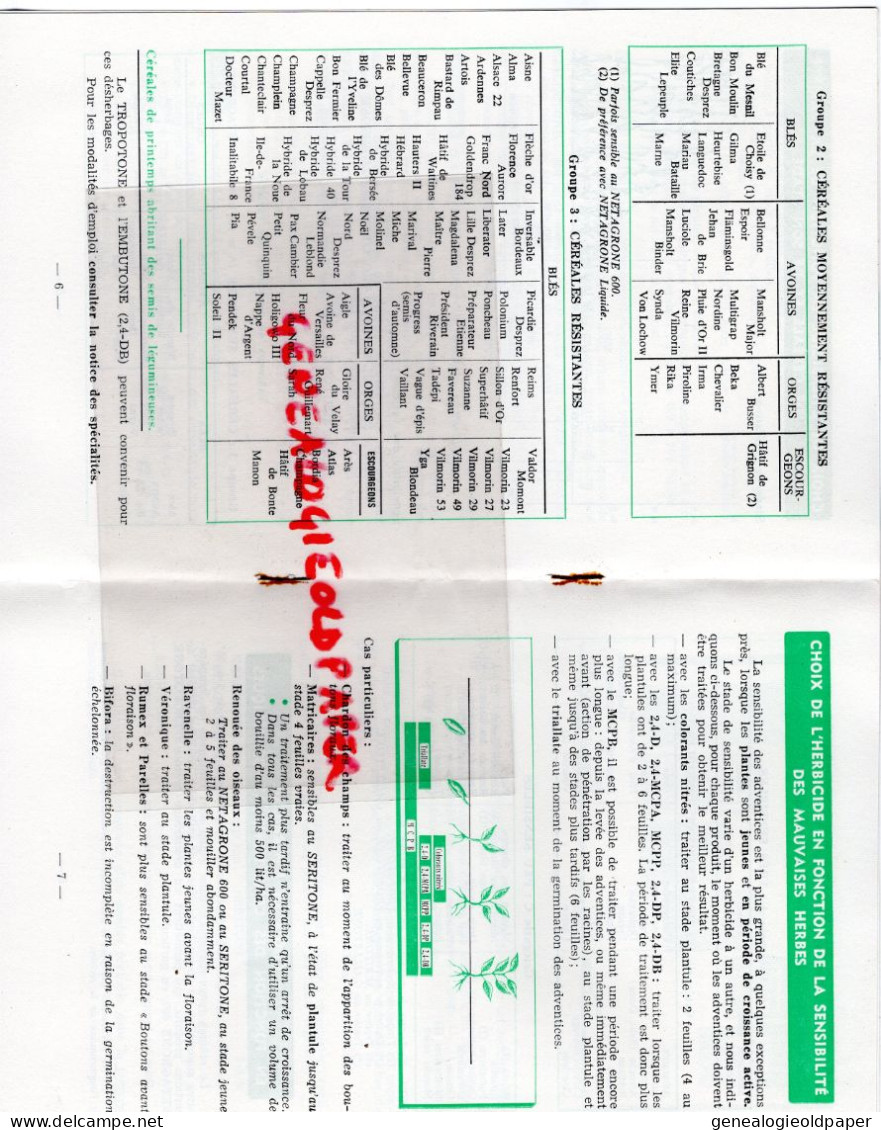 75-PARIS-LIVRET RHONE POULENC USINES CHIMIQUES-21 RUE JEAN GOUJON-DESHERBAGE CEREALES-HERBICIDE  1965 - Agricultura