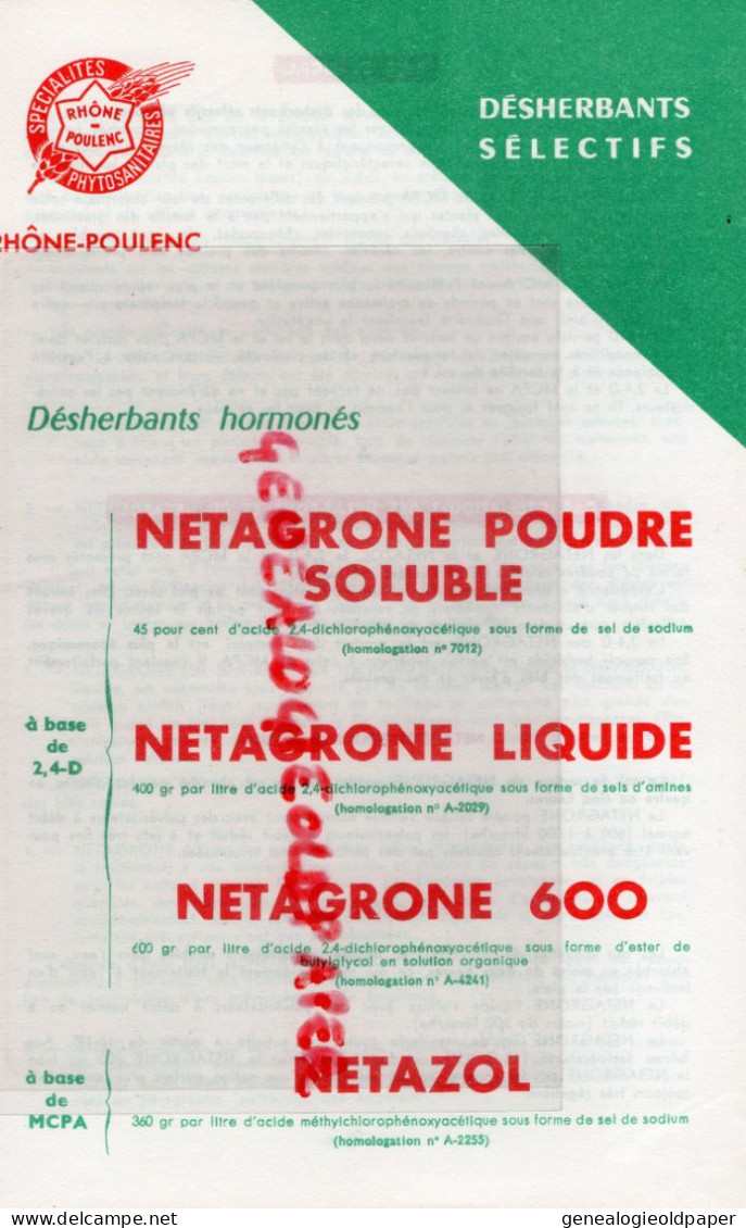 75-PARIS-LIVRET RHONE POULENC USINES CHIMIQUES-21 RUE JEAN GOUJON-DESHERBAGE NETAGRONE -NATAZOL DESHERBANT - Agriculture